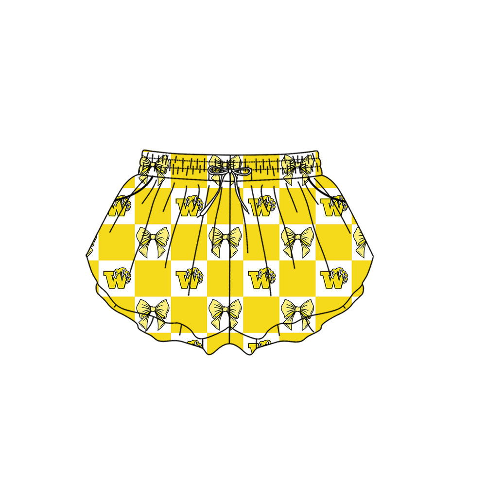 ( Moq 5 Each Style ) Baby Boys Girls Toddler Yellow Bows Team Sibling Shorts Dress Sets Clothing
