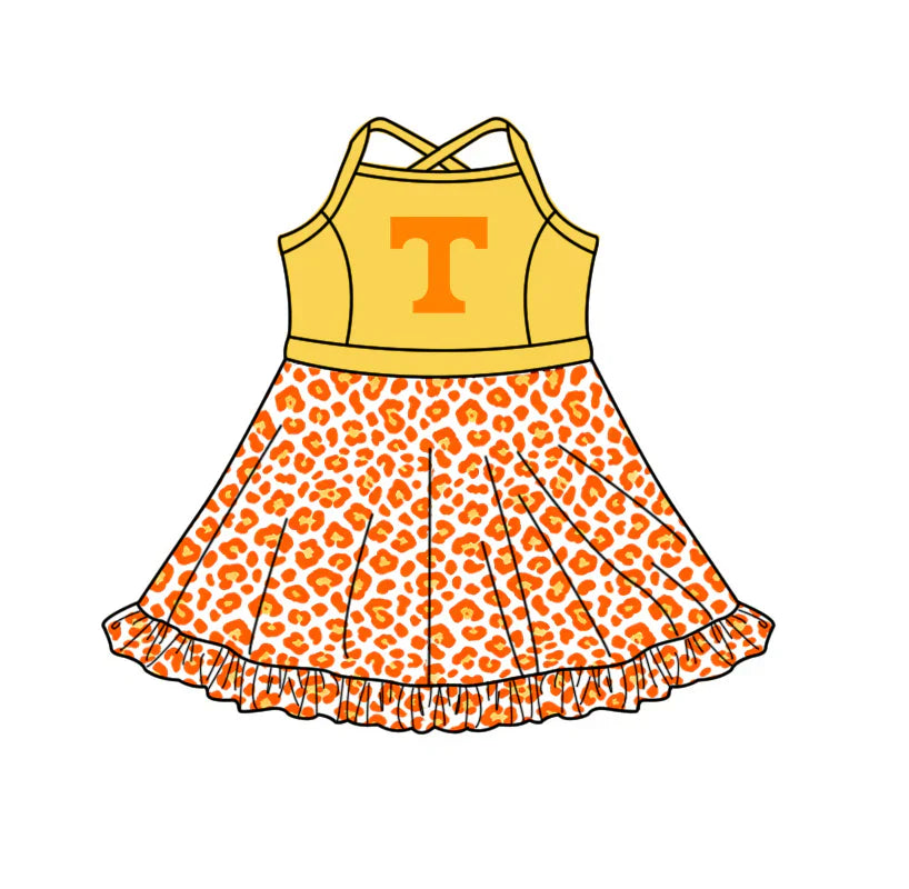 ( Moq 5 ) Sibling Baby Girls Kids T Leopard Built-in Shorts Team Ruffle Dress Clothes