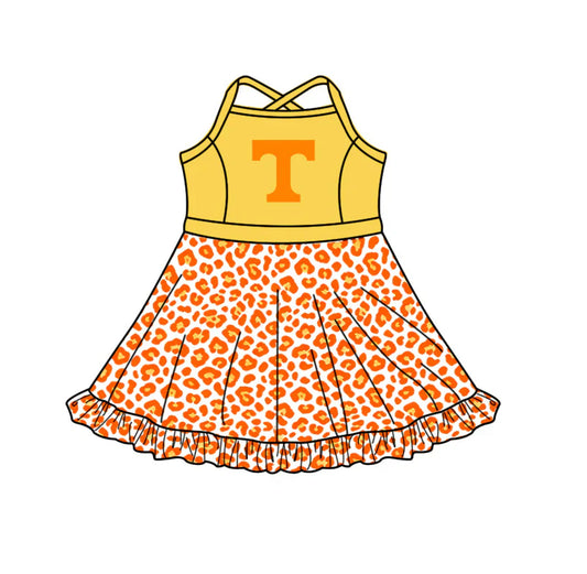 ( Moq 5 ) Sibling Baby Girls Kids T Leopard Built-in Shorts Team Ruffle Dress Clothes