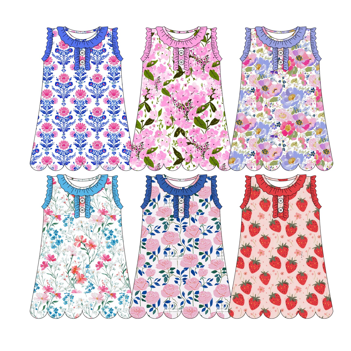 ( Moq 5 Each Style ) Sibling Baby Girls Kids Sleeveless Flower Knee Length Dresses
