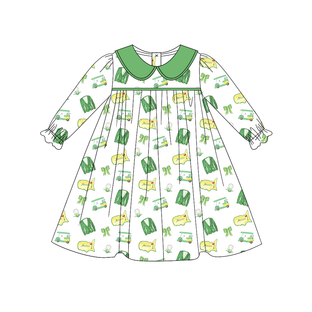 Baby Girl Long Sleeves Golf Green Dress