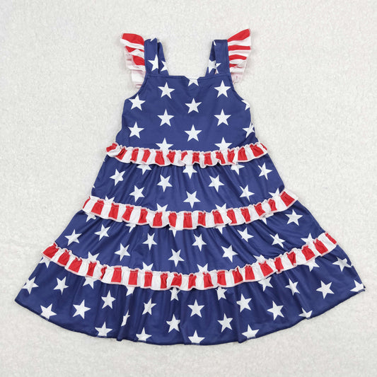 Baby Girl Short Sleeves Stars July 4th Summer Dress