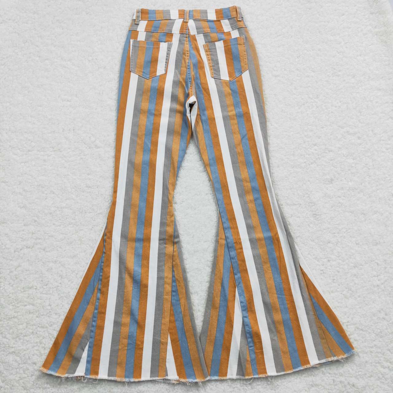 P0153 Adult Women Striped Denim Jeans Bell Pants