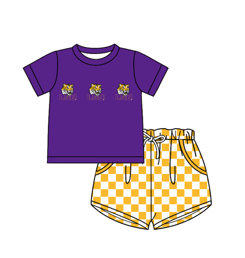 ( Moq 5 Each Style ) Baby Boys Girls Toddler Plaid Sibling Shorts Sets Team Purple Clothing