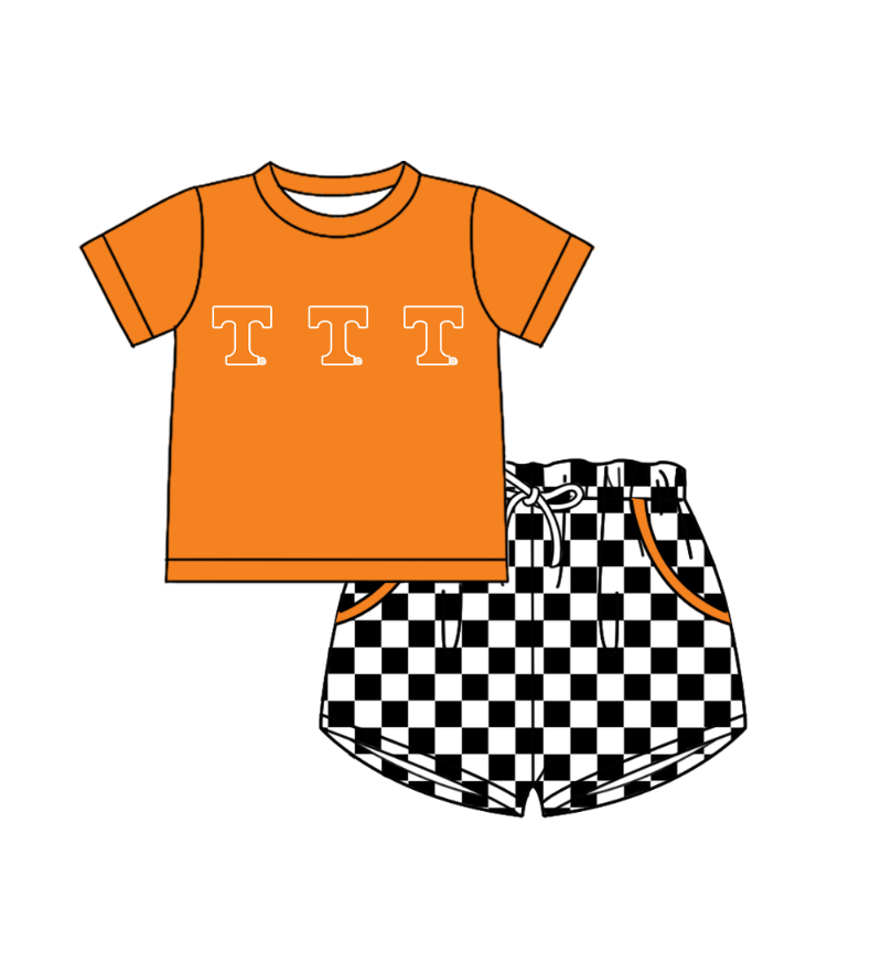 ( Moq 5 Each Style ) Baby Boys Girls Toddler T Plaid Sibling Shorts Sets Team Clothing