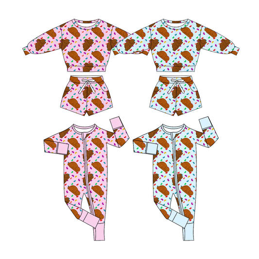 ( Moq 5 Each Style ) Baby Boys Girls Long Sleeves Rabbits Sibling Easter Rompers Sets