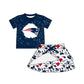 ( Moq 5 each style ) Baby Girl Toddler Team Red Blue Bows Sibling Skort Dress Set 6.4