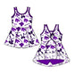 ( Moq 5 Each Style ) Baby Girls Toddler Purple Bows Sibling Team Shorts Dresses Set Clothes