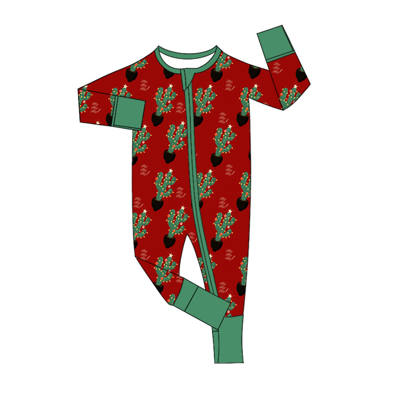 Baby Kids Infant Long Sleeves Cactus Lights Zipper Christmas Romper