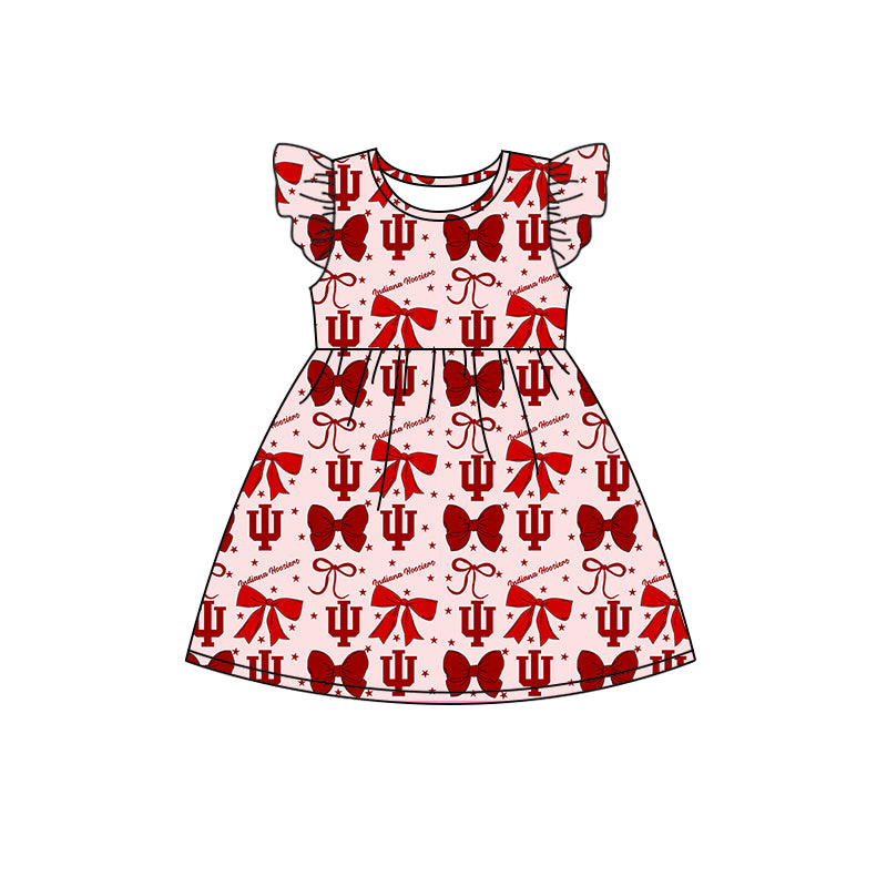 ( Moq 5 each style ) Baby Girl Toddler Team Red Bows Sibling Dress Set