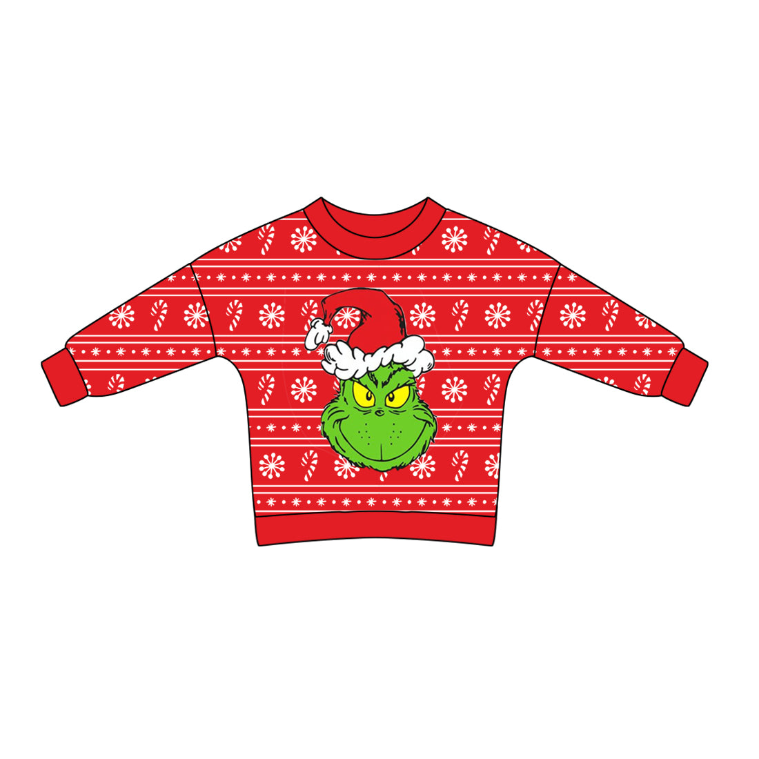 Baby Boy Long Sleeves Green Face Christmas Red Shirt