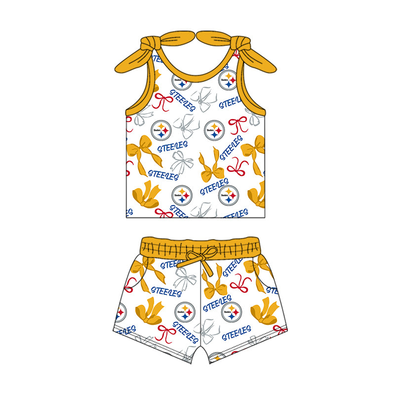 ( Moq 5 each style ) Baby Girl Toddler Stars Team Bows Sibling Romper Dress Set 7.12
