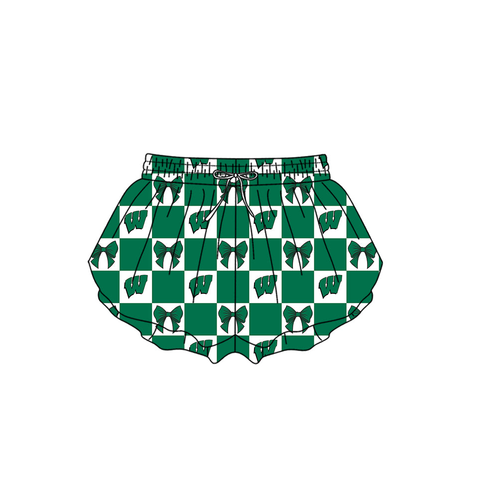 ( Moq 5 Each Style ) Baby Boys Girls Toddler Green Bows Team Sibling Shorts Dress Shirt Set Clothes
