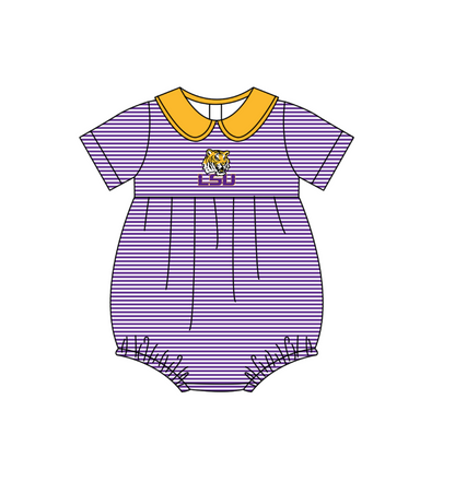 ( Moq 5 Each Style ) Baby Boys Girls Kids Purple Stripes Team Sibling Rompers Sets