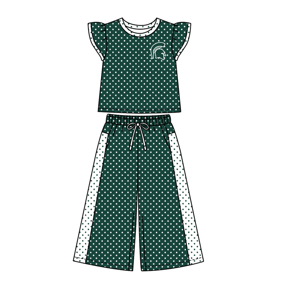( Moq 5 ) Baby Girls Kids Short Sleeves Shirt Pants Team Set Clothes