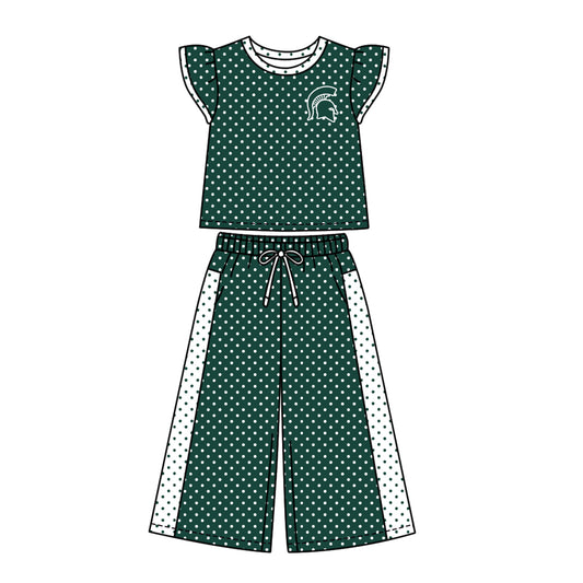 ( Moq 5 ) Baby Girls Kids Short Sleeves Shirt Pants Team Set Clothes