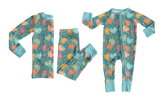 ( Moq 5 Each Style ) Boys Kids Toddler Hearts Valentine's Day Sibling Zipper Romper Set