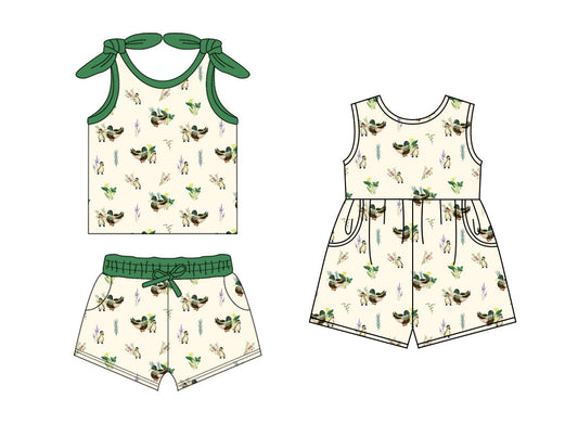 Baby Girl Straps Ducks Stripes Sibling Jumpsuit Set ( Moq 5 Each Style ) 1.18