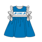 ( Moq 5 ) Baby Girls Toddler Blue Short Sleeves Team Knee Length Dress