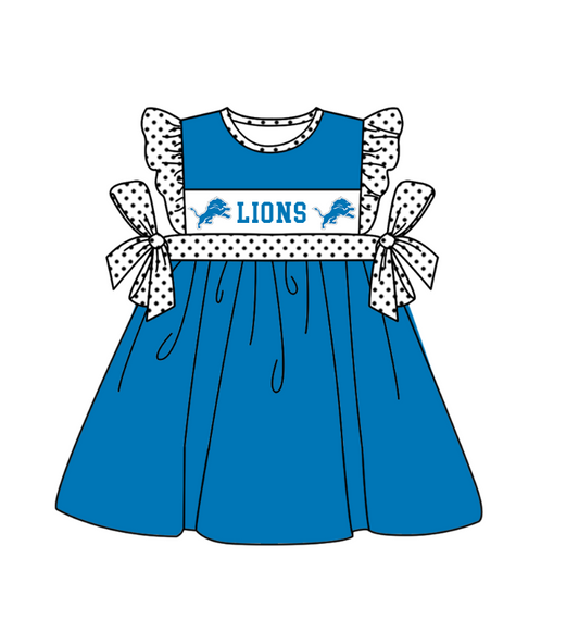 ( Moq 5 ) Baby Girls Toddler Blue Short Sleeves Team Knee Length Dress