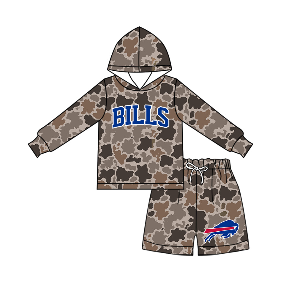 ( Moq 5 ) Baby Girls Kids Long Sleeves Hoodie Shirt Camo Shorts Team Set Clothes