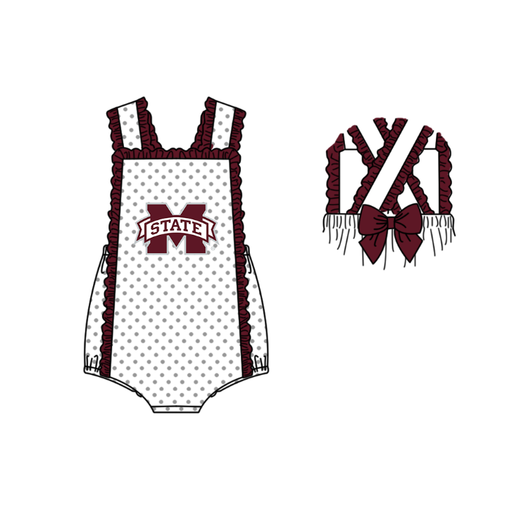 ( Moq 5 ) Baby Girls Kids Sleeveless M State Dots Bows Team Romper