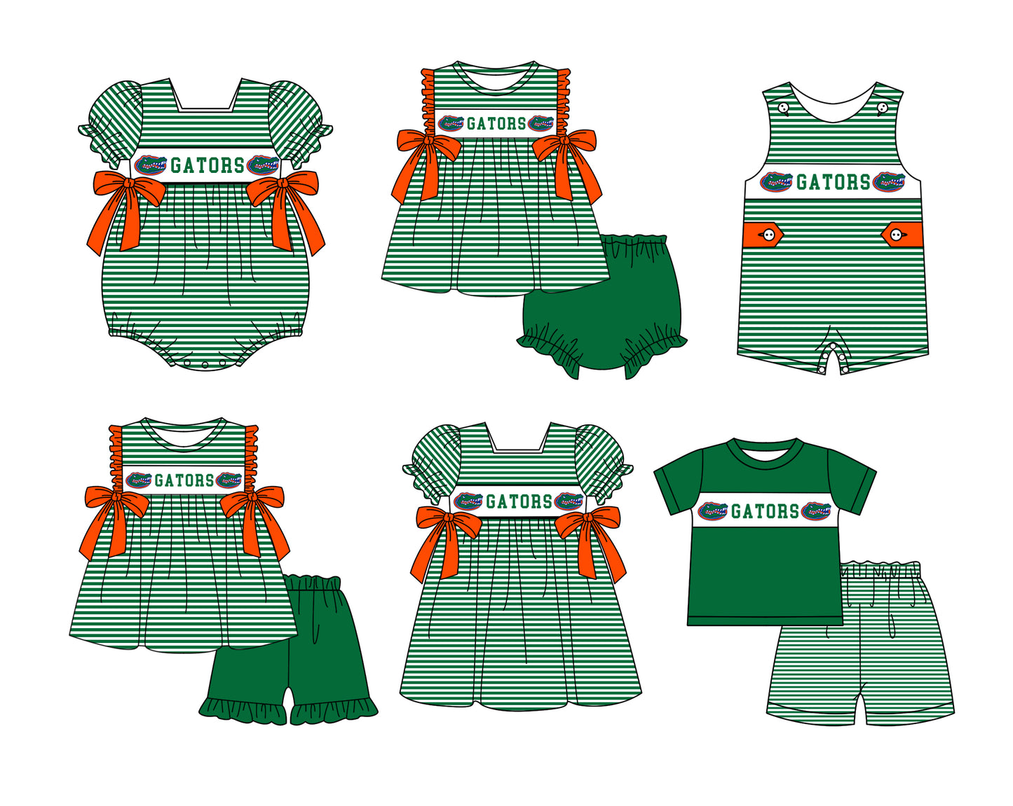 ( Moq 5 ) Baby Girls Kids Short Sleeves Green Stripes Bows Team Romper 1.29