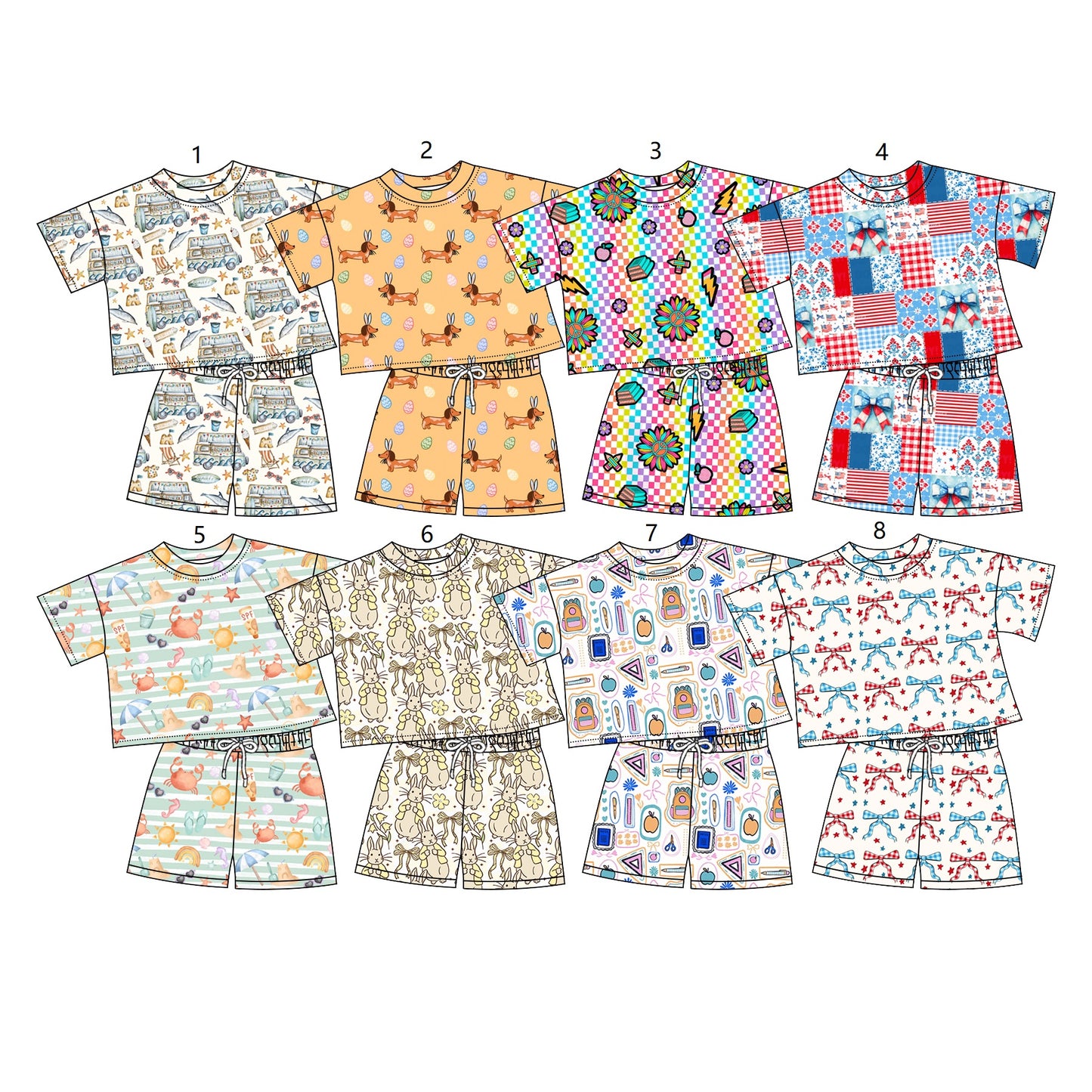 ( Moq 5 Each Style ) Sibling Baby Girls Kids Short Sleeves Shirts Shorts Summer Sets