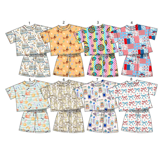 ( Moq 5 Each Style ) Sibling Baby Girls Kids Short Sleeves Shirts Shorts Summer Sets
