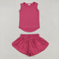 Baby Girl Sleeveless Hot Pink Tops Shorts Skirt Skort Active Yoga Set RTS