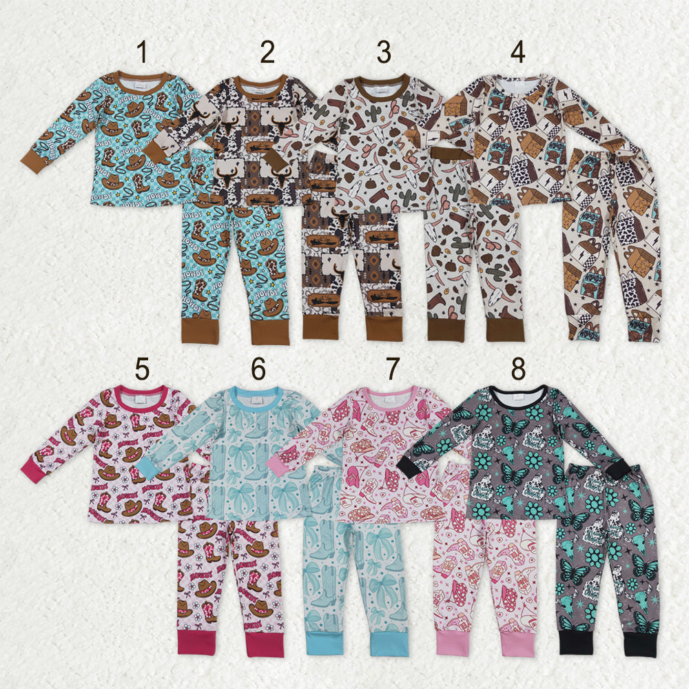 Sibling Baby Boys Girls Long Sleeves Shirts Pants Western Pajamas Sets Clothes RTS