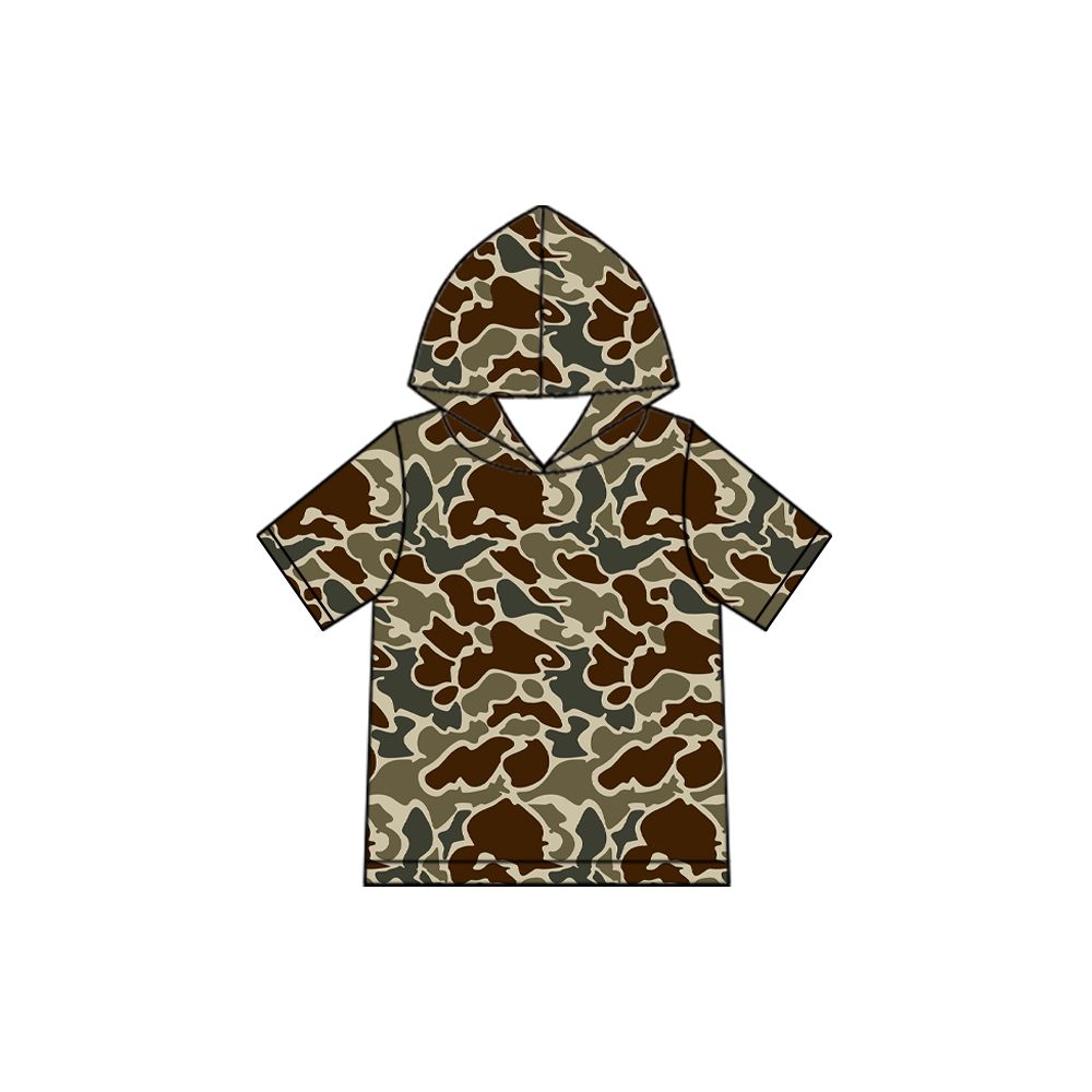 ( Moq 5 ) Preorder Baby Boys Kids Short Sleeves Hoodie Camo Pullover Tops Clothes
