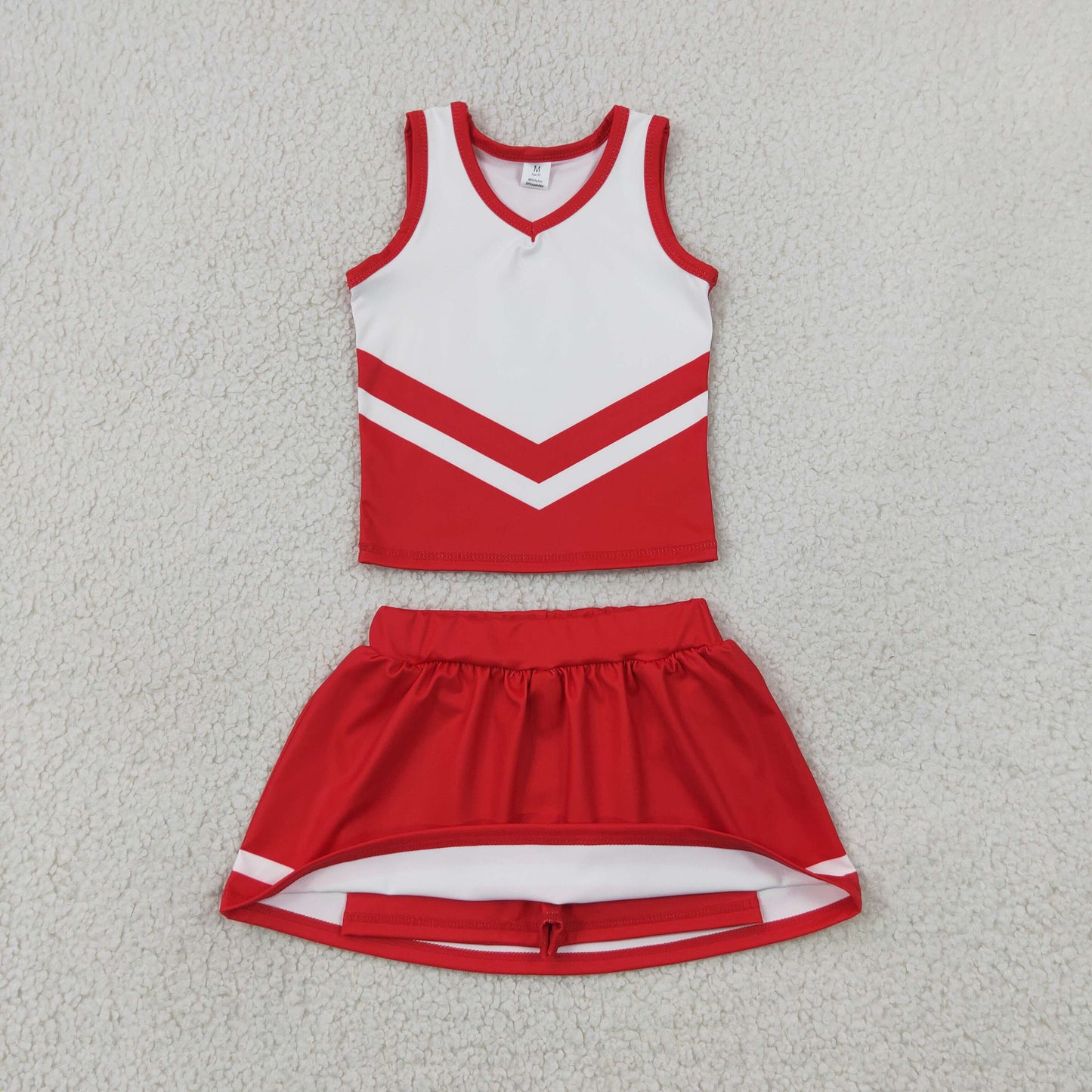 Baby Girls Kids Sleeveless Tops Red Skirt Shorts Set Yoga Active Team Clothes RTS