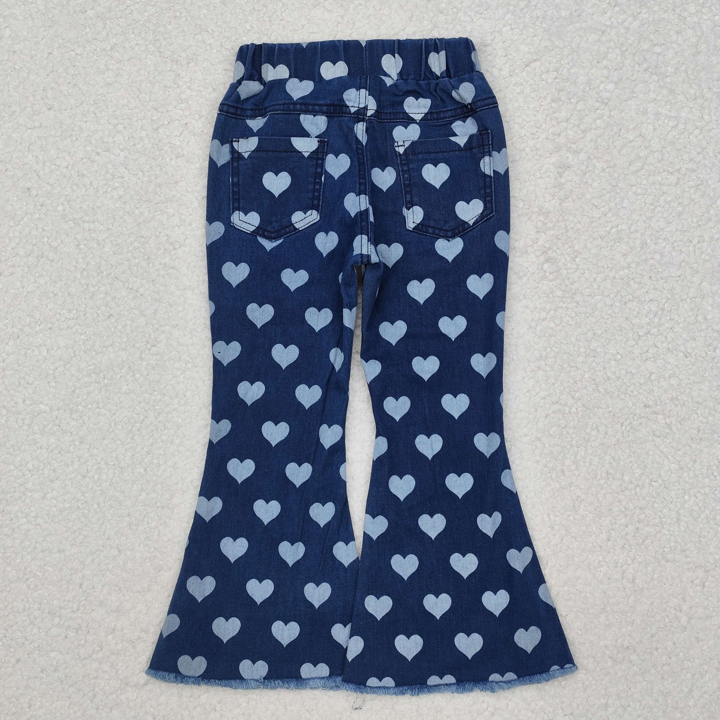 Baby Girl Hearts Denim Jeans Blue Bell Pants