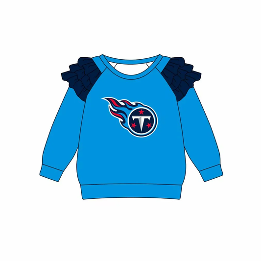 Baby Girl Long Sleeves T Team Blue Ruffle Shirt Tops Moq 5