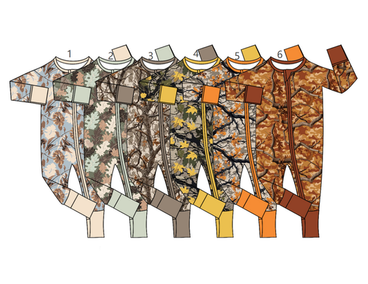 ( Moq 5 Each Style ) Sibling Baby Boys Infant Long Sleeves Camo Footie Sleeper Zipper Rompers Clothes