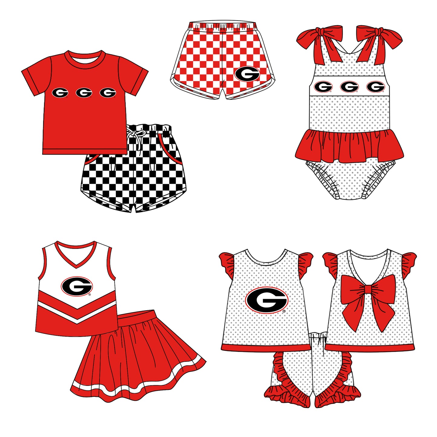 ( Moq 5 Each Style ) Baby Boys Girls Toddler Plaid Sibling Shorts Sets Team Red Clothing
