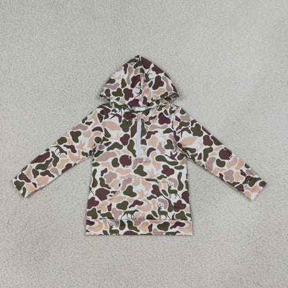 Sibling Baby Boys Kids Long Sleeves Camo Hoodie Pockets Zipper Pullovers Shirts Clothes RTS