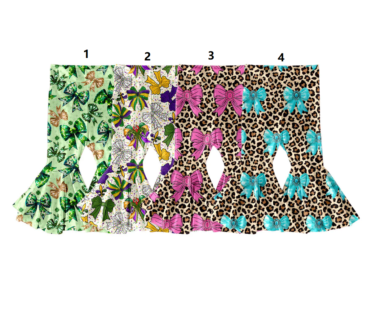 ( Moq 5 Each Style ) Baby Girls Kids Bows Bell Bottoms Pants