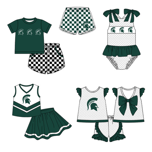 ( Moq 5 Each Style ) Baby Boys Girls Toddler Plaid Sibling Shorts Sets Team Green Clothing