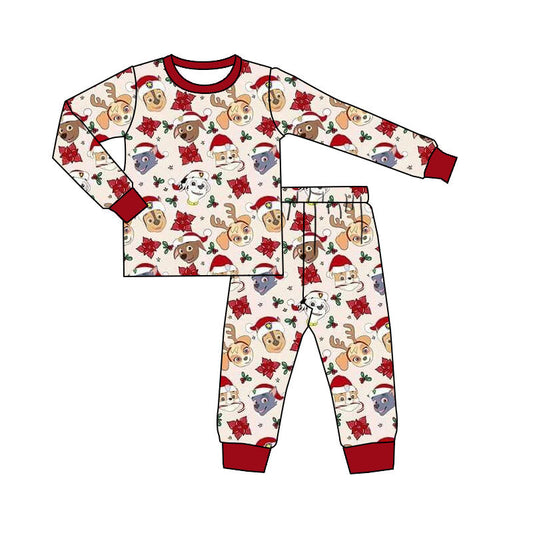 Baby Boy Long Sleeves Christmas Dogs Shirt Pants Pajamas Set