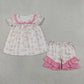 Baby Girls Kids Short Sleeves Flower Bows Tunic Ruffle Shorts Birthday Set Clothes RTS
