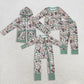 Sibling Baby Boy Long Sleeves Deer Camo Hoodie Jacket Zipper Romper Pajamas Set RTS