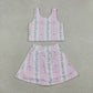 Baby Girl Sleeveless Bows Floral Tops Shorts Skort Yoga Active Wear Set RTS