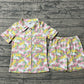 Adult Women Short Sleeves Rabbits Camo Shirt Short Easter Pajamas Buttons Set RTS