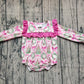Baby Girl Long Ruffle Sleeves Trees Bows Ruffle Bubble Romper RTS