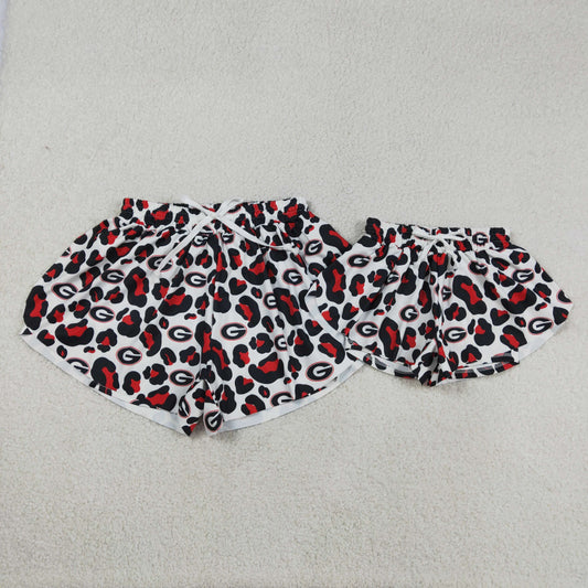 Sibling Baby Girls Adult Women G Leopard Team Yoga Active Ruffle Shorts Bottom RTS