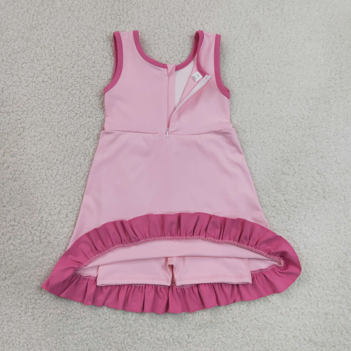 Baby Girls Kids Sleeveless Shorts Scallop Dress Yoga Active Pink Clothes RTS