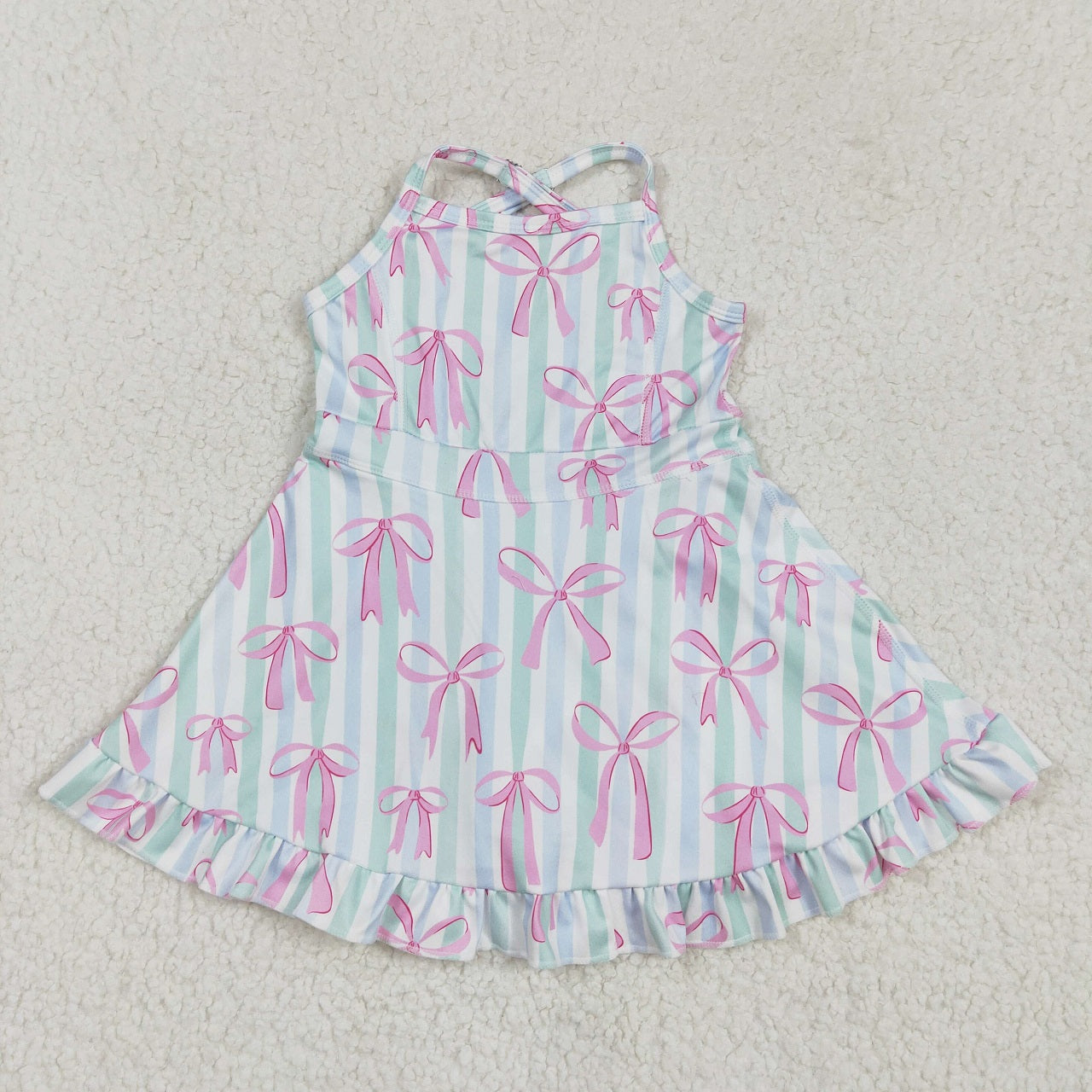 Colors ( 8-11 ) Sibling Baby Girl Straps Bows Yoga Athletic Wear Dress Sibling Clothes RTS