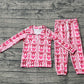Baby Girls Long Sleeves Bows Hearts Zipper Pullover Pants Valentine Clothes Set RTS